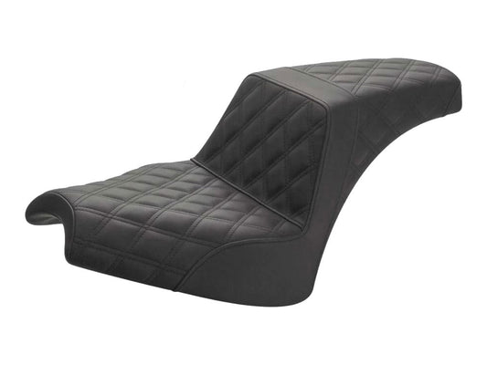 Step-Up Front & Rear LS Dual Seat with Black Double Diamond Lattice Stitch. Fits Indian Cruiser 2022up - Saddlemen Seats