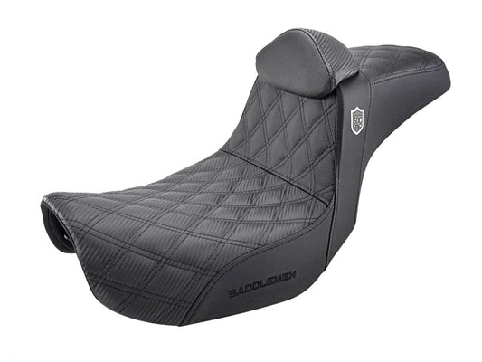 Pro Series San Diego Customs Performance Gripper Dual Seat with Backrest & Black Stitch. Fits Dyna 2006-2017 - Saddlemen Seats