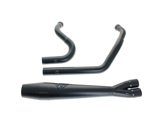 Mid Length 2-into-1 Exhaust with Welded End Cap - Black. Fits Softail 1986-2017. - Sawicki Speed