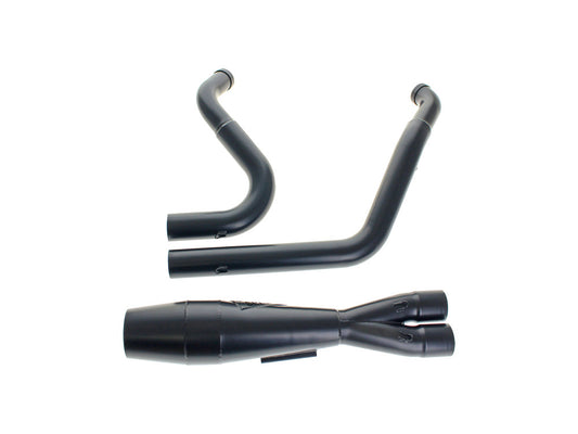 Shorty 2-into-1 Exhaust with Welded End Cap - Black. Fits Touring 1995-2016. - Sawicki Speed