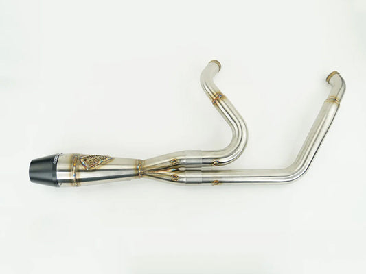 Shorty 2-into-1 Exhaust with Billet End Cap - Stainless Steel. Fits Touring 2017up. - Sawicki Speed