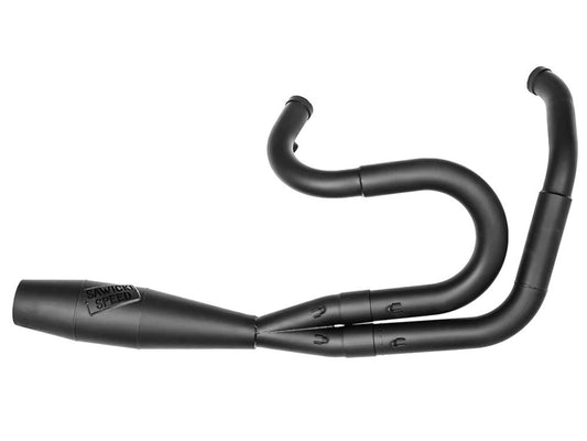Shorty 2-into-1 Exhaust with Welded End Cap - Black. Fits Dyna 1991-2017. - Sawicki Speed