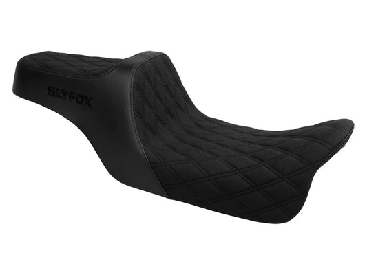 Highnoon Dual Seat with Black Double Diamond Stitch. Fits Most Touring 2008-2024 - Slyfox