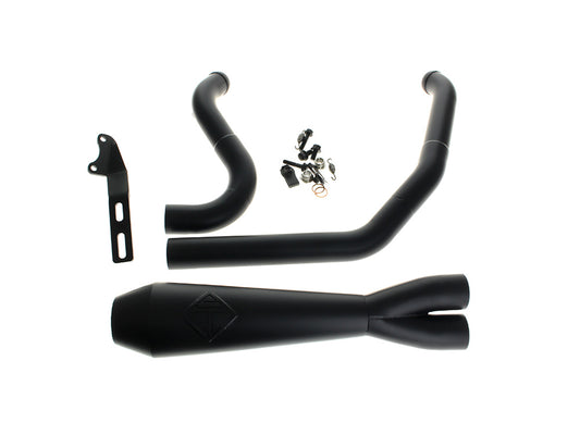 2-into-1 LaneSplitter Exhaust - Black. Fits Softail 2018up Non-240 Rear Tyre Models. - SP Concepts Exhaust