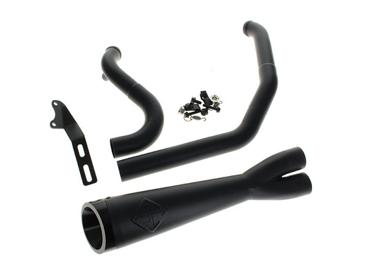 2-into-1 Cutback Exhaust - Black with Black End Cap. Fits Softail 2018up Non-240 Rear Tyre Models. - SP Concepts Exhaust