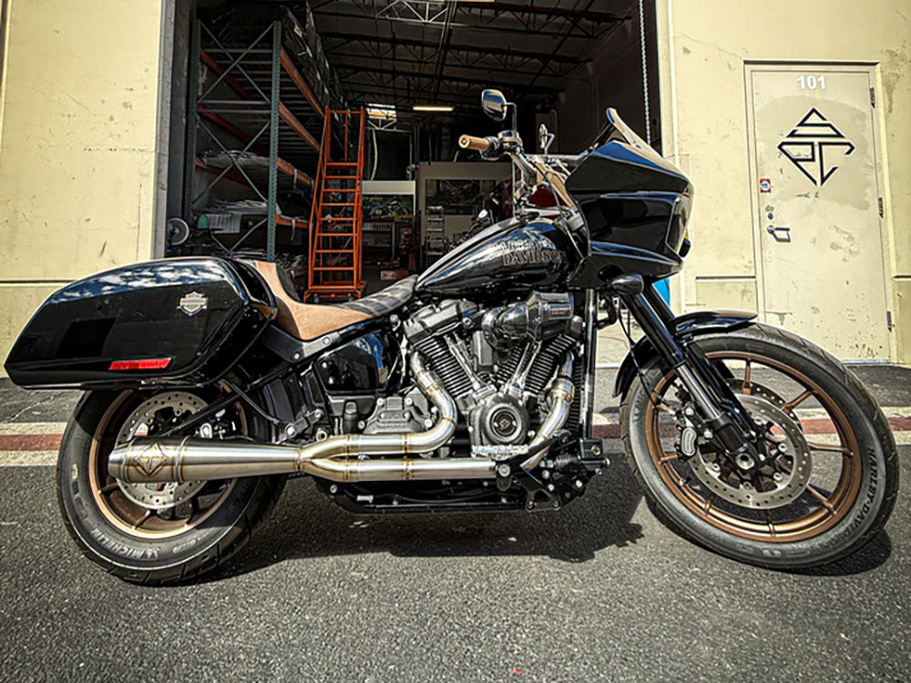 2-into-1 Elsinore Mid Length Exhaust With ProFlo Headers - Stainless Steel. Fits Softail 2018up Non-240 Rear Tyre Models - SP Concepts Exhaust
