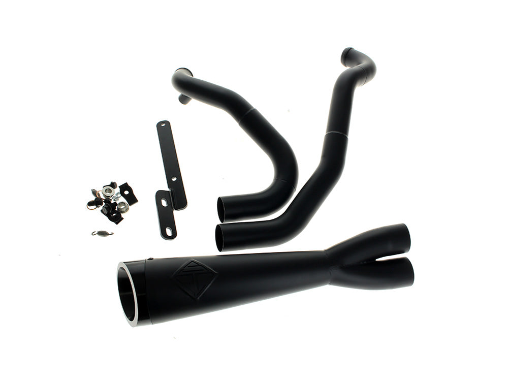 2-into-1 Cutback Exhaust - Black with Black End Cap. Fits Sportster 2014-2021 - SP Concepts Exhaust