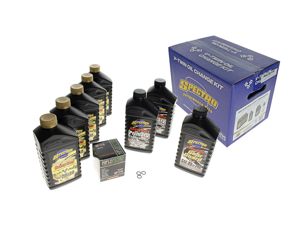 Oil Change Service Kit with Synthetic Heavy Duty Engine Oil. Fits Milwaukee-Eight 2017up - Spectro Oils