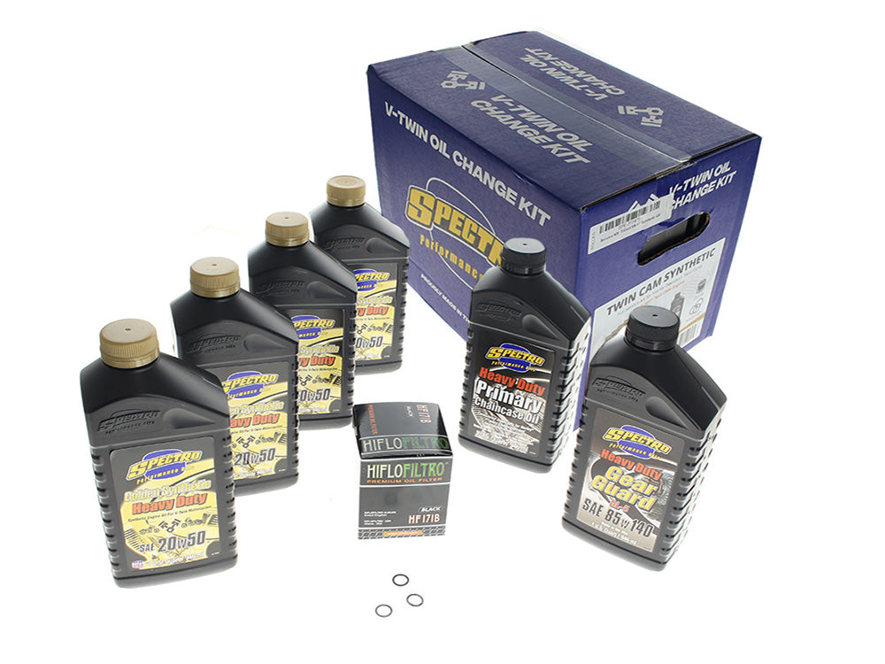Oil Change Service Kit with Synthetic Heavy Duty Engine Oil. Fits Twin Cam 1999-2017 - Spectro Oils