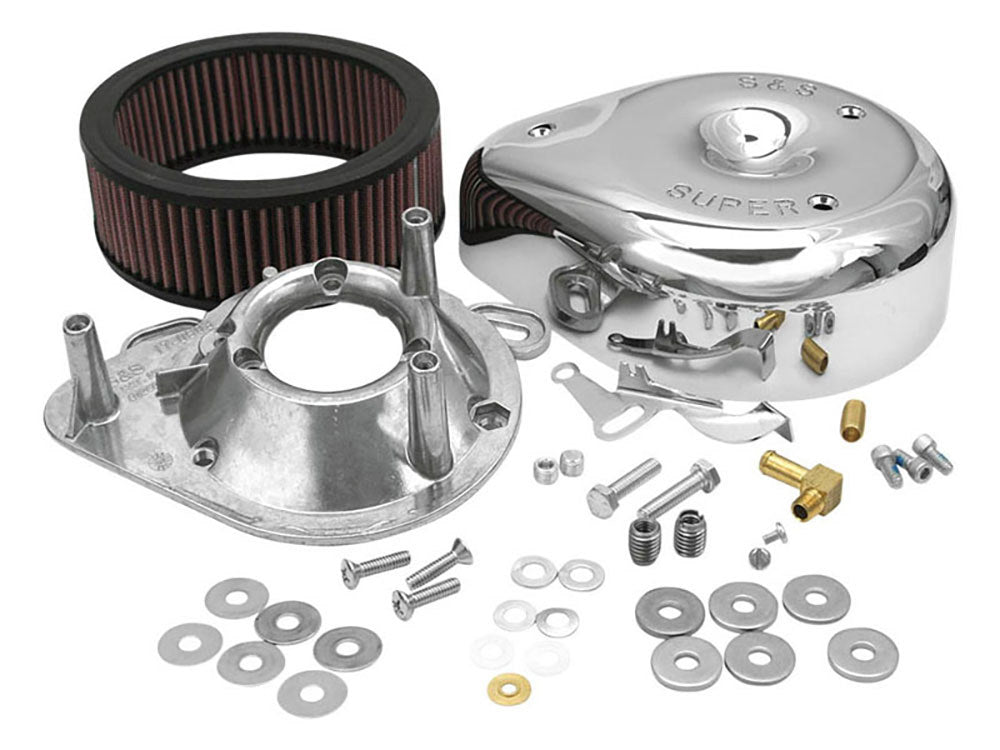Teardrop Air Cleaner Kit - Chrome. Fits Big Twin 1984-1991 & Sportster 1986-1990 Models with S&S Super E or G Carburettor. - S&S