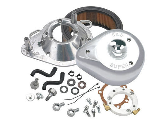 Teardrop Air Cleaner Kit - Chrome. Fits Big Twins 1989-2017 with CV Carb or Cable Operated Delphi EFI. - S&S