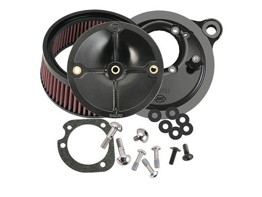 Stealth Air Cleaner Kit - Black. Fits Big Twin 1993-2017 with CV Carb or Cable Operated Delphi EFI - S&S