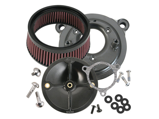 Stealth Air Cleaner Kit - Black. Fits Touring 2008-2016, Softail 2016-2017, CVO Softail 2011-2017 & Dyna Low Rider S 2016-2017 with Throttle-by-Wire - S&S