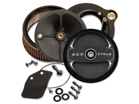 Stealth Air Cleaner Kit with Air 1 Face Plate - Black. Fits Touring 2017-2024 & Softail 2018-2024 - S&S