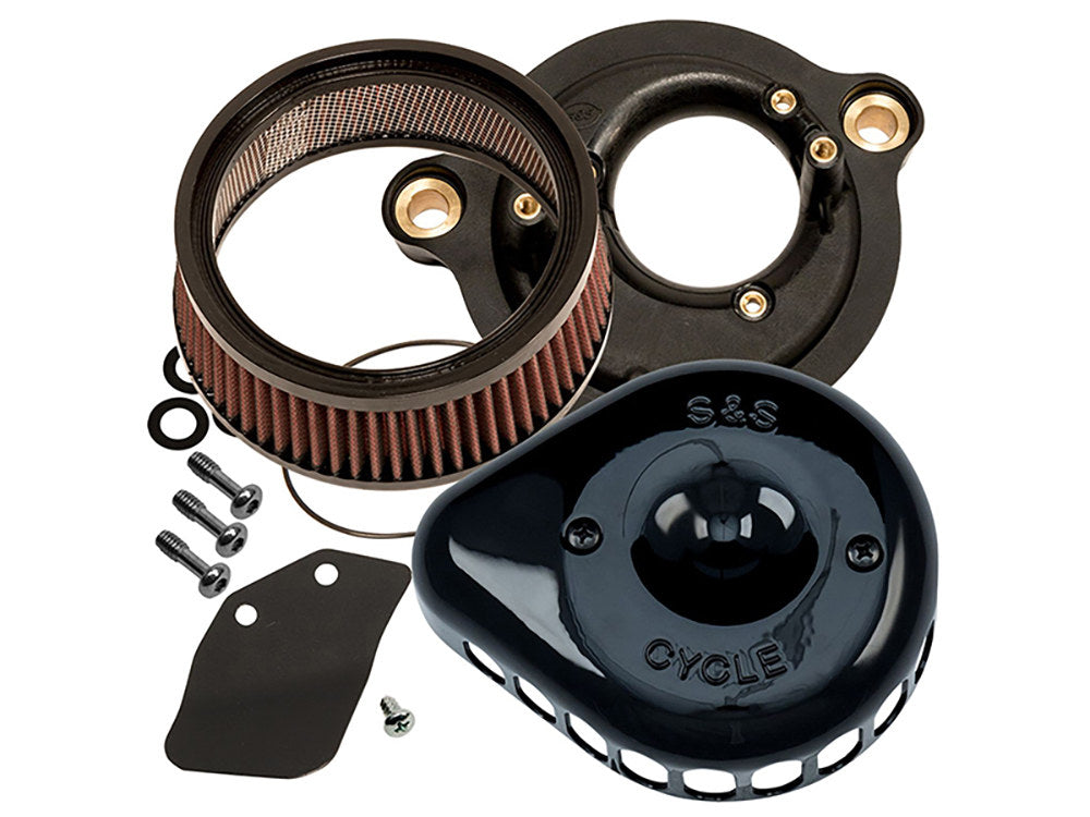 Mini Teardrop Air Cleaner Kit - Black. Fits Touring 2017-2024 & Softail 2018-2024 - S&S