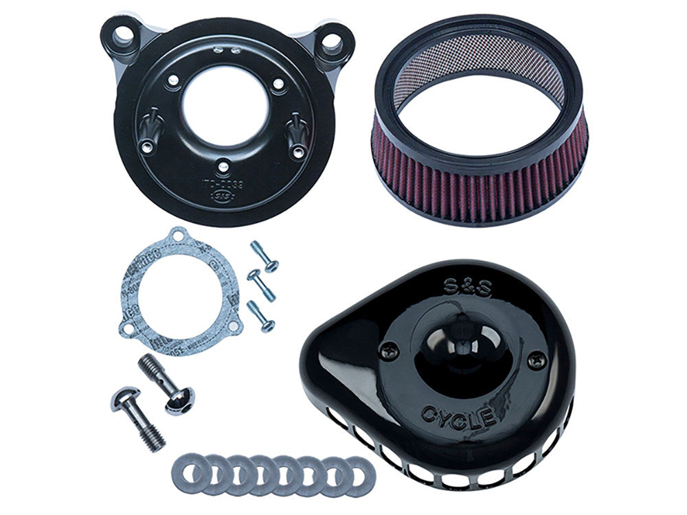 Mini Teardrop Air Cleaner Kit - Black. Fits Touring 2008-2016, Softail 2016-2017, CVO Softail 2011-2017 & Dyna Low Rider S 2016-2017 with Throttle-by-Wire - S&S