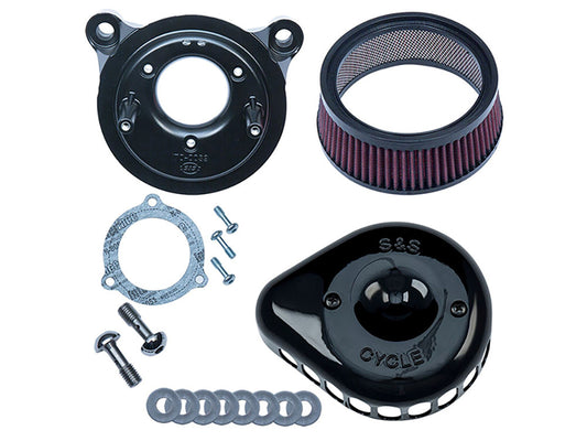 Mini Teardrop Air Cleaner Kit - Black. Fits Touring 2008-2016, Softail 2016-2017, CVO Softail 2011-2017 & Dyna Low Rider S 2016-2017 with Throttle-by-Wire - S&S
