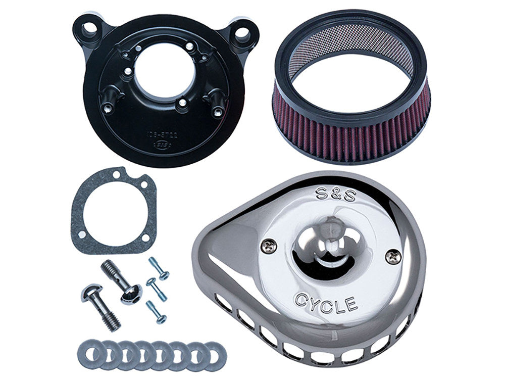 Mini Teardrop Air Cleaner Kit - Chrome. Fits Sportster 1991-2006 with CV Carburettor. - S&S