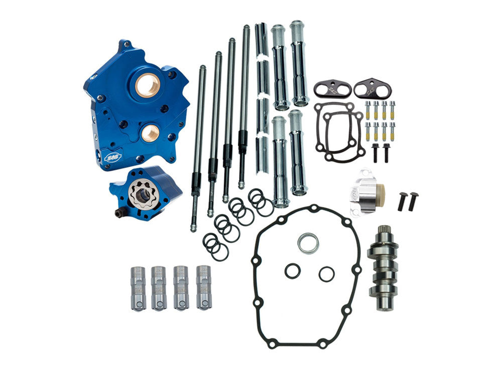 Cam Chest Kit with 475C Chain Drive Camshaft & Chrome Pushrod Covers. Fits Touring 2017up & Softail 2018up with Oil Cooled Engines - S&S