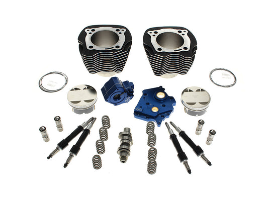 Power Pack - 129ci Big Bore Kit with Chain Drive HPT496 Camshaft, Highlighted Fins & Black Pushrod Tubes. Fits Milwaukee-Eight 2017-2024 with 107ci Oil Cooled Engine - S&S