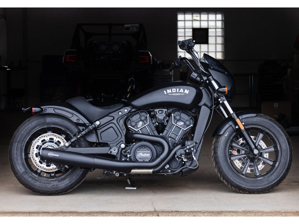 Grand National 2-into-1 Exhaust - Black with Black End Cap. Fits Indian Scout 2015-2024 - S&S