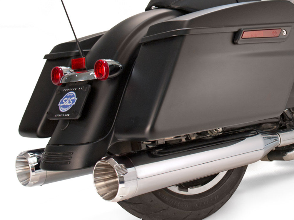 4-1/2in. Mk45 Slip-On Mufflers - Chrome with Chrome Thruster End Caps. Fits Touring 1995-2016. - S&S