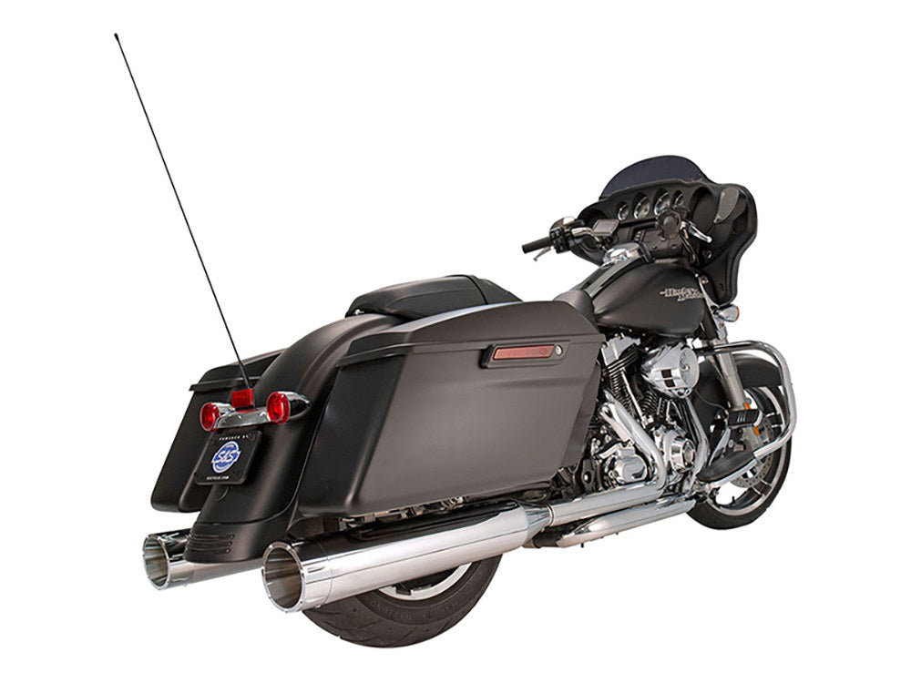 4-1/2in. Mk45 Slip-On Mufflers - Chrome with Chrome Tracer End Caps. Fits Touring 1995-2016. - S&S