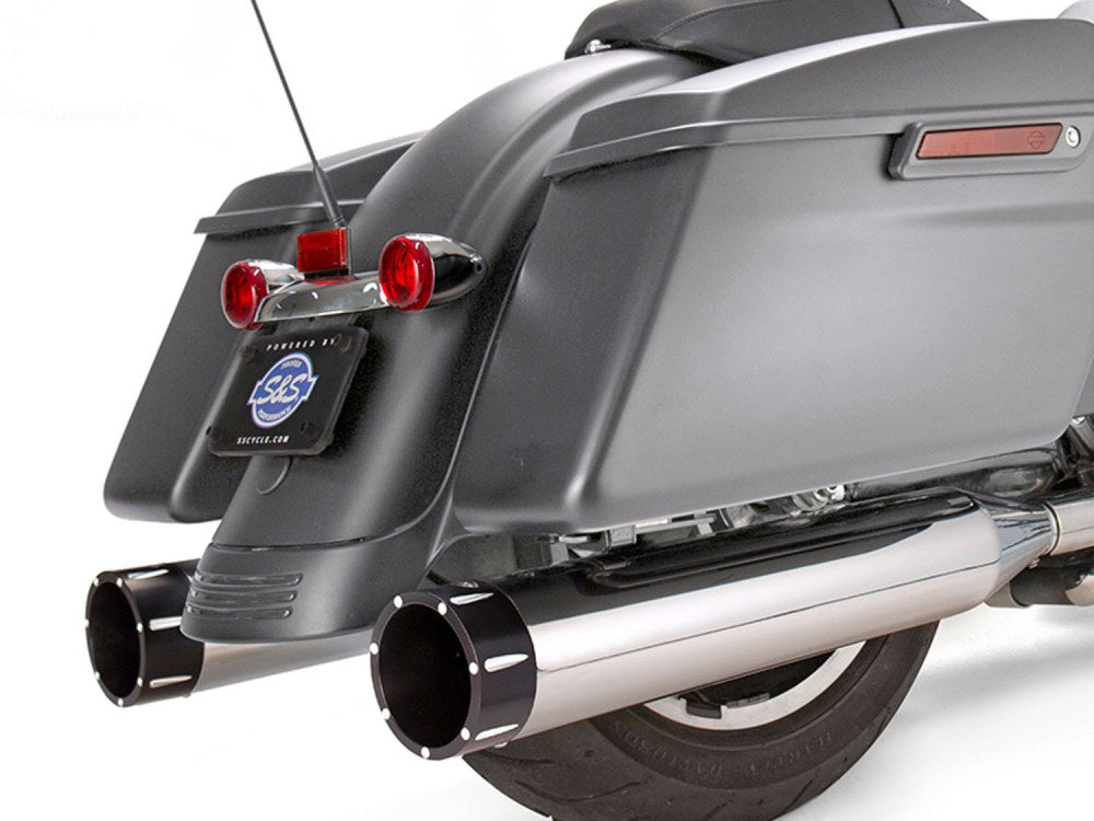 4-1/2in. Mk45 Slip-On Mufflers - Chrome with Black Tracer End Caps. Fits Touring 2017up. - S&S