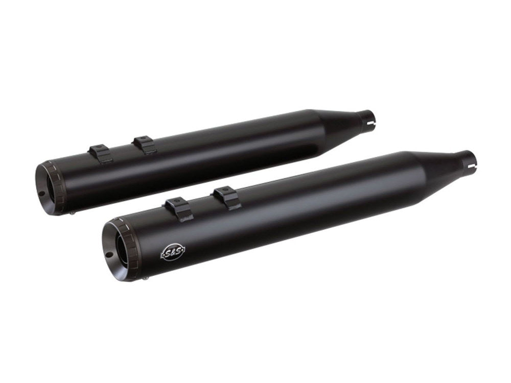 4in. Grand National Slip-On Mufflers - Black with Black End Caps. Fits Touring 2017up. - S&S