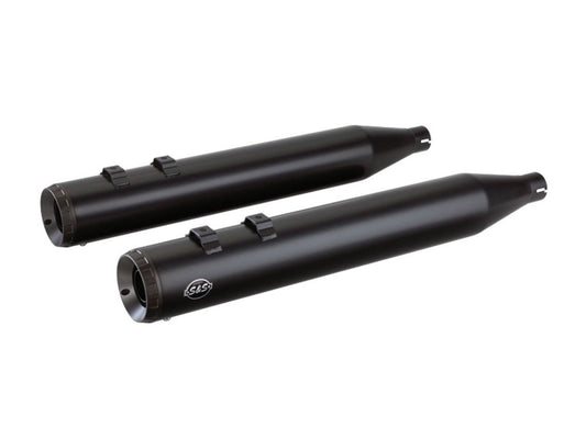 4in. Grand National Slip-On Mufflers - Black with Black End Caps. Fits Touring 2017up. - S&S