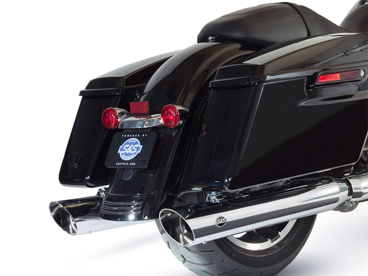 4in. Grand National Slash Cut Slip-On Mufflers - Chrome. Fits Touring 2017up. - S&S