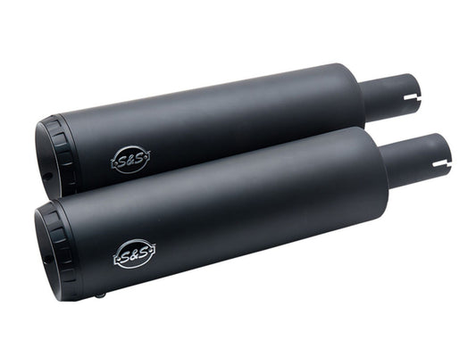 4in. Grand National Slip-On Mufflers - Black. Fits Fat Bob 2018-2024 - S&S