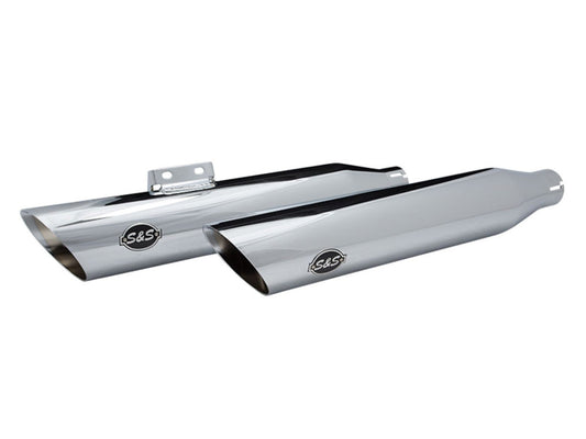 3-1/2in. Slash Cut Slip-On Mufflers - Chrome. Fits Softail Slim, Street Bob, Standard & Low Rider Models 2018-2024 & Breakout & Fat Boy 2018up - S&S