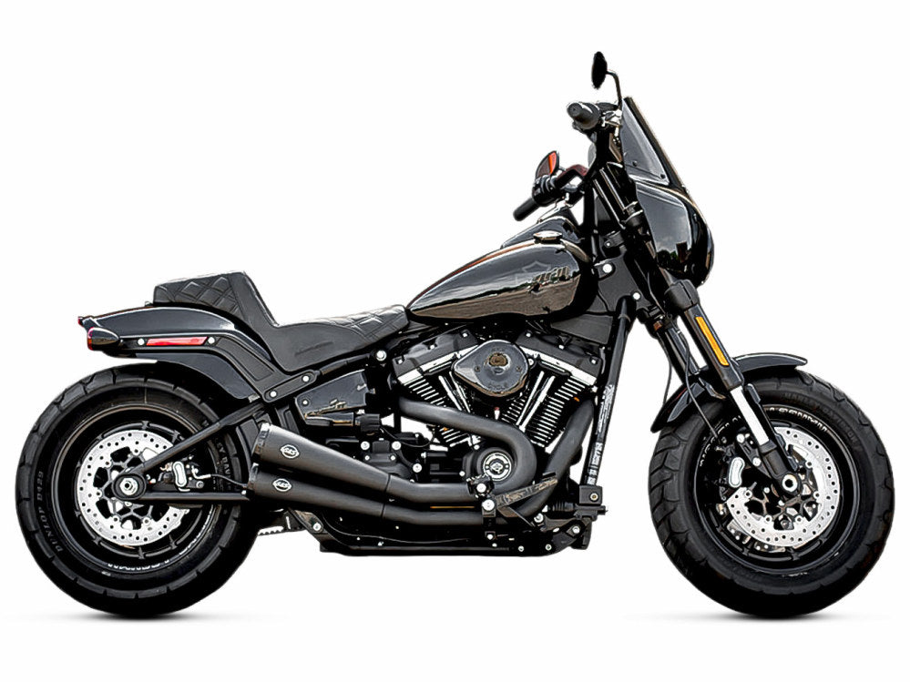 Grand National 2-into-2 Exhaust - Black with Black End Caps. Fits Street Bob, Low Rider, Slim, Fat Bob & Deluxe 2018-2024 - S&S
