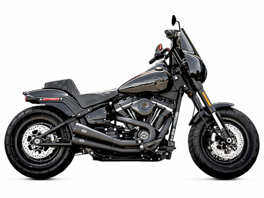 Grand National 2-into-2 Exhaust - Black with Black End Caps. Fits Street Bob, Low Rider, Slim, Fat Bob & Deluxe 2018-2024 - S&S