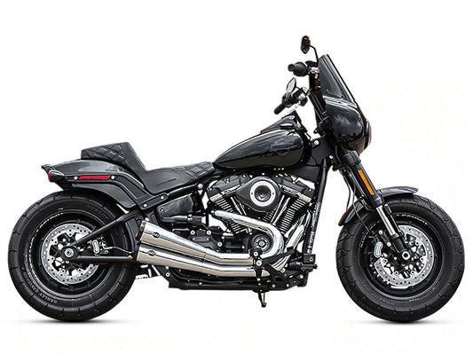 Grand National 2-into-2 Exhaust - Chrome with Black End Caps. Fits Street Bob, Low Rider, Slim, Fat Bob & Deluxe 2018-2024 - S&S