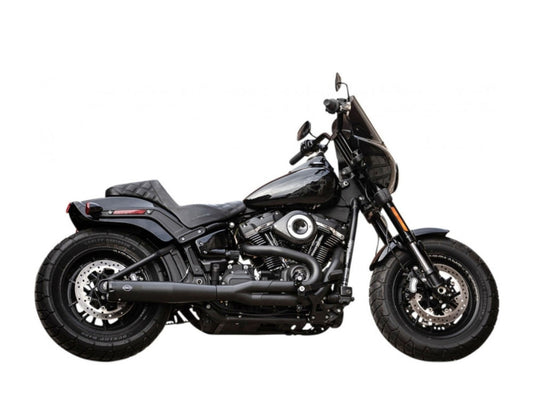 2-into-1 SuperStreet Exhaust - Black with Black End Cap. Fits Softail 2018-2024 Non-240 Rear Tyre Models. - S&S