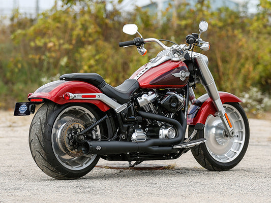 2-into-1 SuperStreet Exhaust - Black with Black End Cap. Fits Breakout & Fat Boy 2018up & FXDR 2019up. - S&S