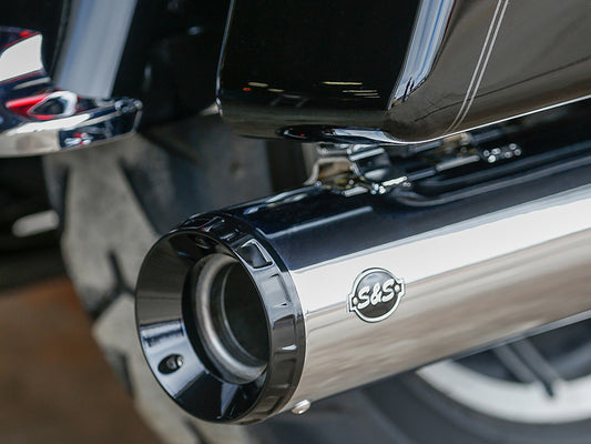 4.5in. GNX Slip-On Mufflers - Chrome with Black End Caps. Fits Touring 2017up. - S&S