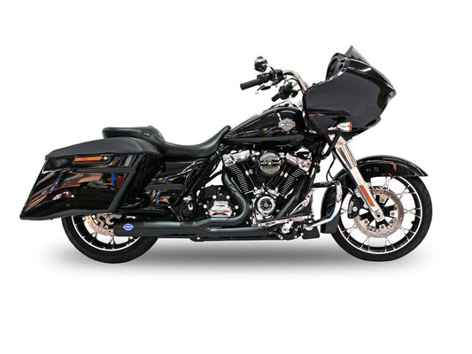 2-into-1 Diamondback Exhaust - Black with Black End Cap. Fits Touring 2017up. - S&S
