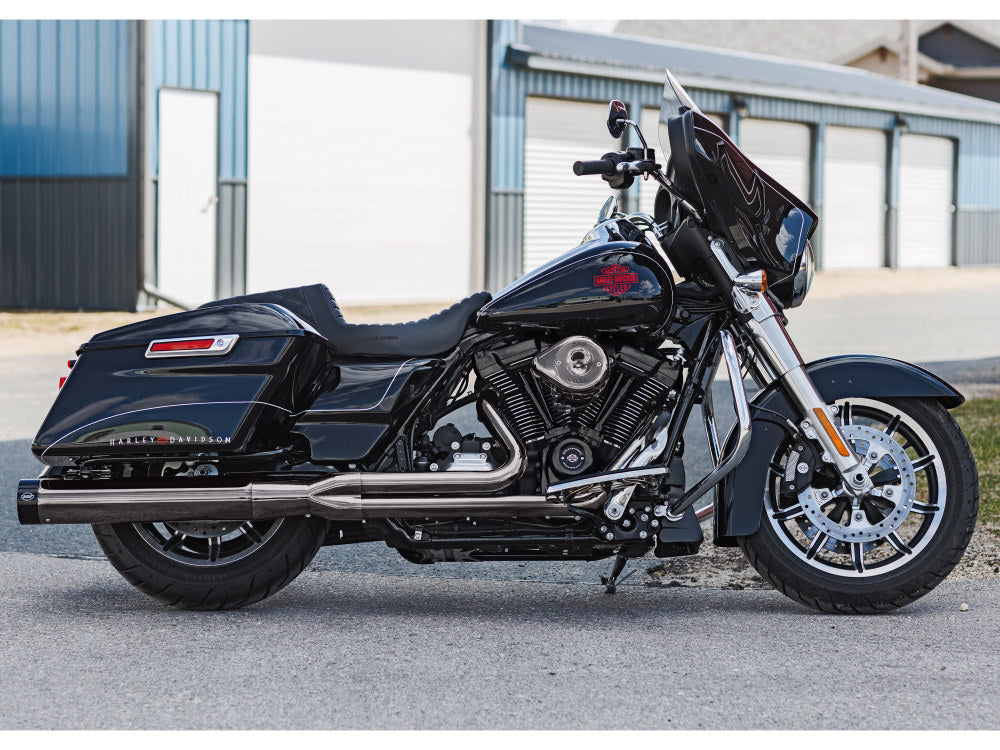 2-into-1 Sidewinder Exhaust - Lava Chrome with Black End Cap. Fits Touring 2017up. - S&S