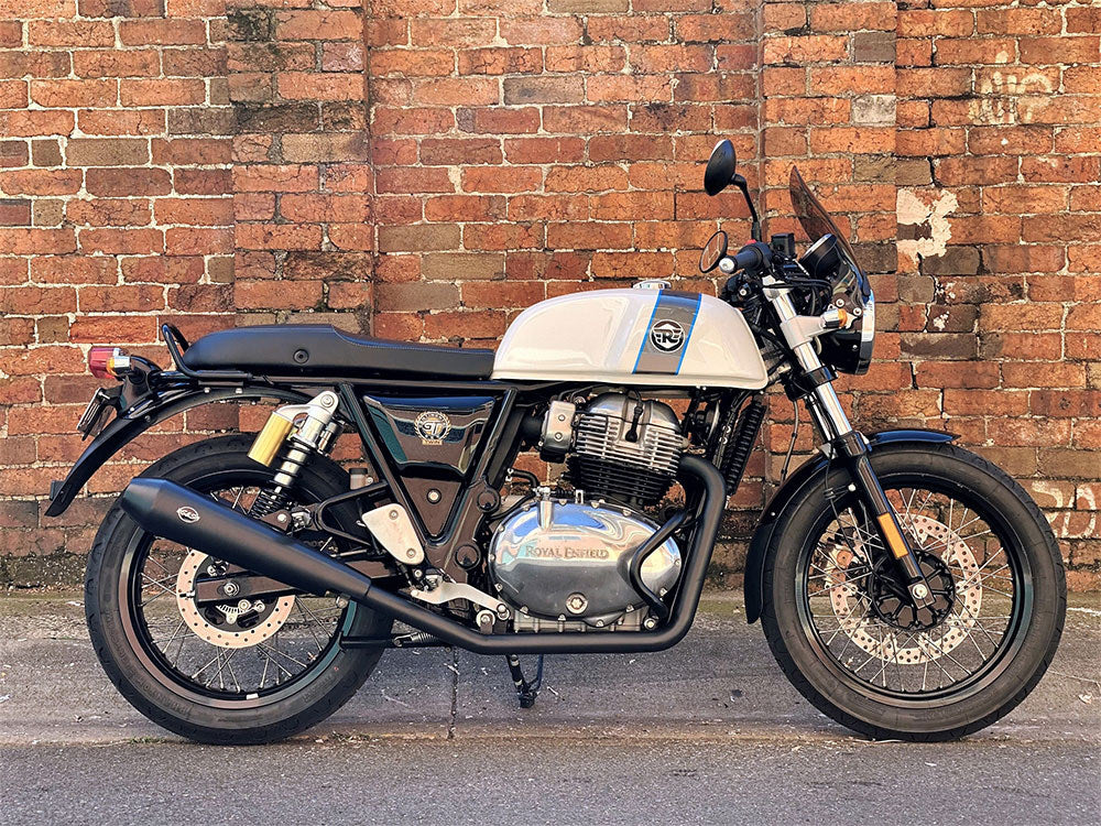 Tapered Cone Slip-On Mufflers - Black. Fits Royal Enfield 650 Twins 2019up - S&S