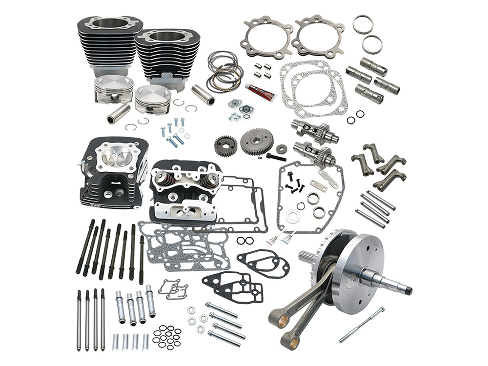 124ci Hot Set Up Kit with 91cc S&S Cylinder Heads - Black. Fits Twin Cam Softail 2007-2017. - S&S