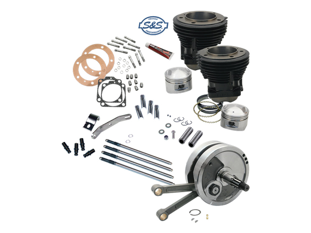 93in. Sidewinder Big Bore Stroker Kit - Gloss Black. Fits Big Twin Shovel 1970-1984 - S&S