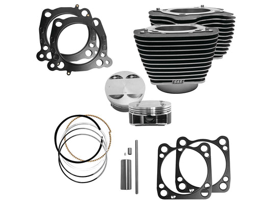 128ci Big Bore Kit with Highlighted Fins - Black. Fits Milwaukee-Eight 2017up 114ci Engine. - S&S