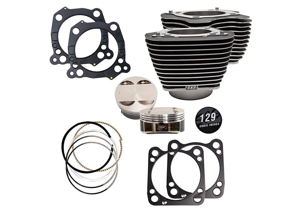 129ci Big Bore Kit with Highlighted Fins - Black. Fits Milwaukee-Eight 2017up with 107ci Engine. - S&S