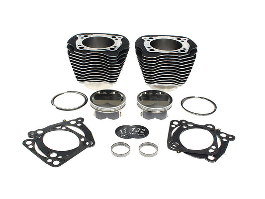 132ci Big Bore Kit with Highlighted Fins & High Compression - Black. Fits Milwaukee-Eight 2017up 114ci or 117ci Engine - S&S