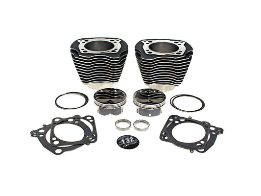132ci Big Bore Kit with Highlighted Fins & Mid Level Compression - Black. Fits Milwaukee-Eight 2017up 114ci or 117ci Engine - S&S