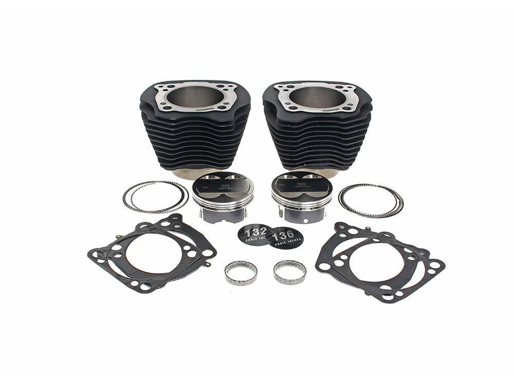 132ci Big Bore Kit with Non-Highlighted Fins & Mid Level Compression - Black. Fits Milwaukee-Eight 2017up 114ci or 117ci Engine - S&S