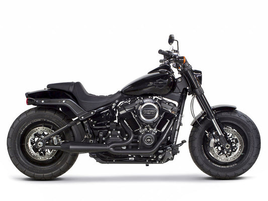 Megaphone Gen II 2-into-1 Exhaust - Black. Fits Softail 2018-2024 with Non-240 Rear Tyre. - Two Brothers Racing Exhaust